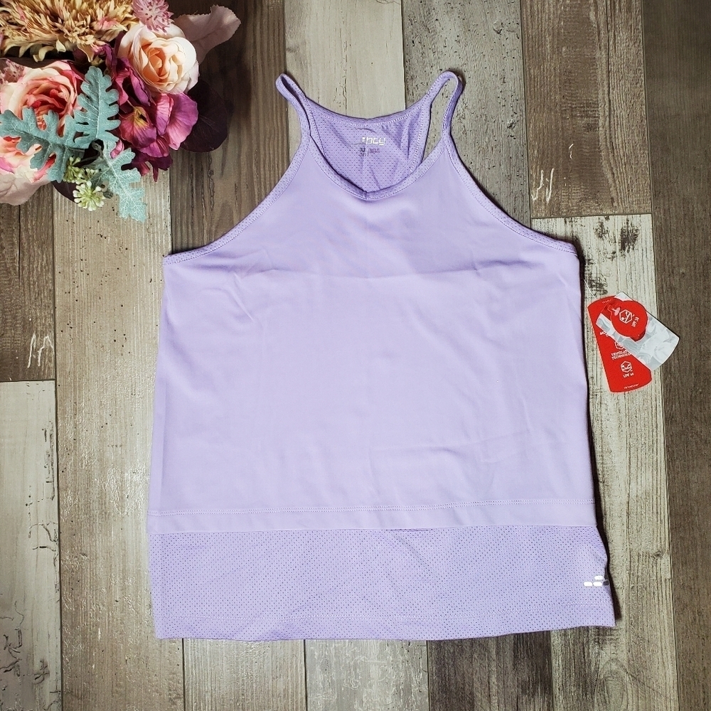 nwt bcg training tech mesh back tank top girls size xl 16 upf 50 purple rose